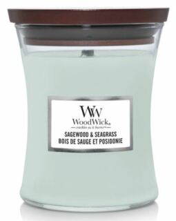WOODWICK Sagewood & Seagrass Lumânare parfumată 275 g