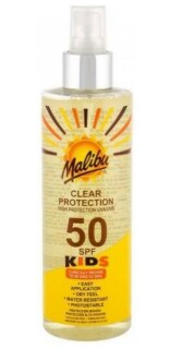 Malibu Kids Clear Protection SPF50 Spray de protecție solară pentru copii 250 ml