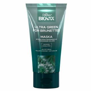 Mască de păr Biovax Glamour Ultra Green pentru brunete 150 ml