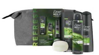 Dove M+C Extra Fresh Men Gift Set (Shower gel 250 ml+ Shampoo 250 ml + Antiperspirant 150 ml + Soap 90 g + Cosmetics Bag)