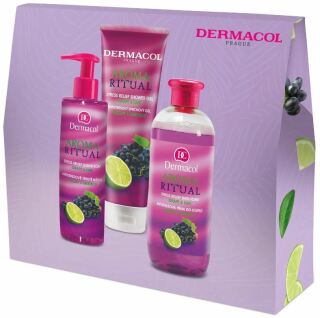 Set cadou Dermacol Aroma Ritual Grape- Lime (gel de duș 250 ml, spumă de baie 500 ml, săpun lichid 250 ml)