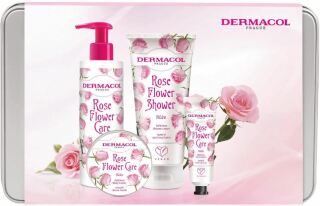 Set cadou Dermacol Flower Rose Quatro (cremă de duș 200 ml, unt de corp 75 ml, săpun cremos 250 ml, cremă de mâini 30 ml)