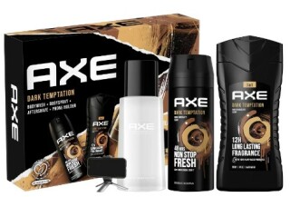 Axe Dark Temptation Men Gift Set ( Deodorant spray 150 ml + Shower Gel 250 ml + Aftershave 100ml+ Mobile Phone Holder )