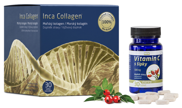 Inca Collagen Colagen marin 30x3g + GRATUIT Vitamina C 30 de tablete